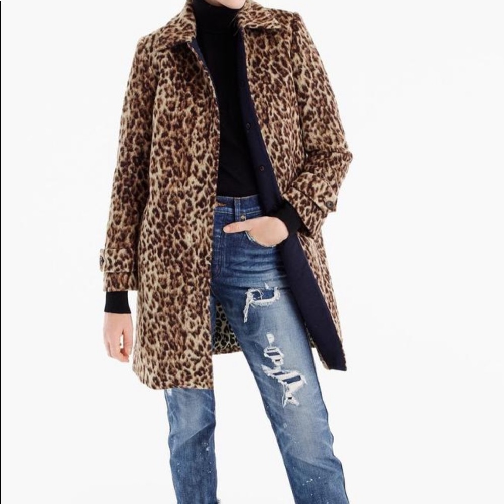 NWOT Jcrew leopard  coat with pockets -16. Stunning! Perfect condition